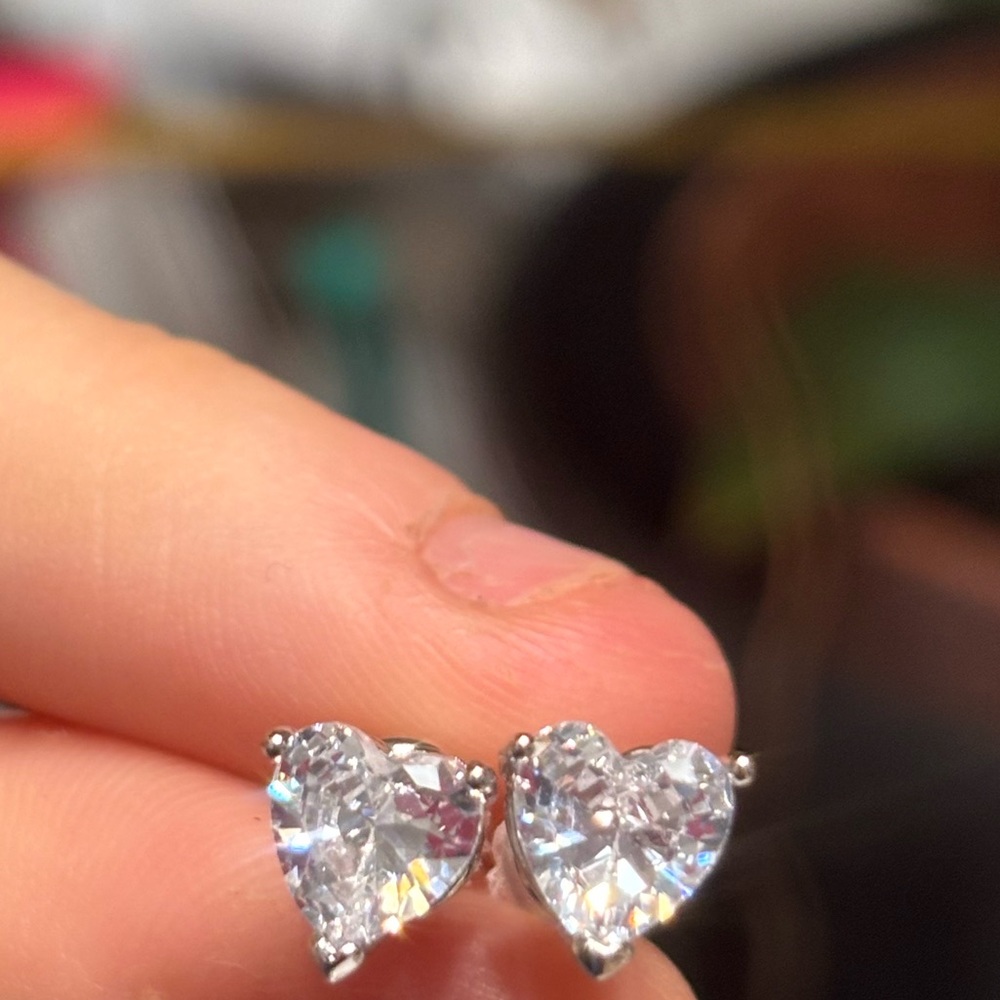 Heart faux diamond earrings